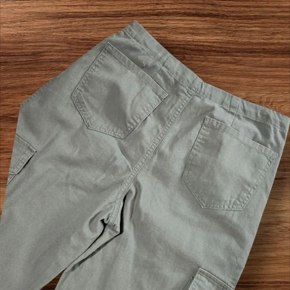 Tinseltown Green Wide Leg Cargo Trouser Pants - Picture 4 of 6